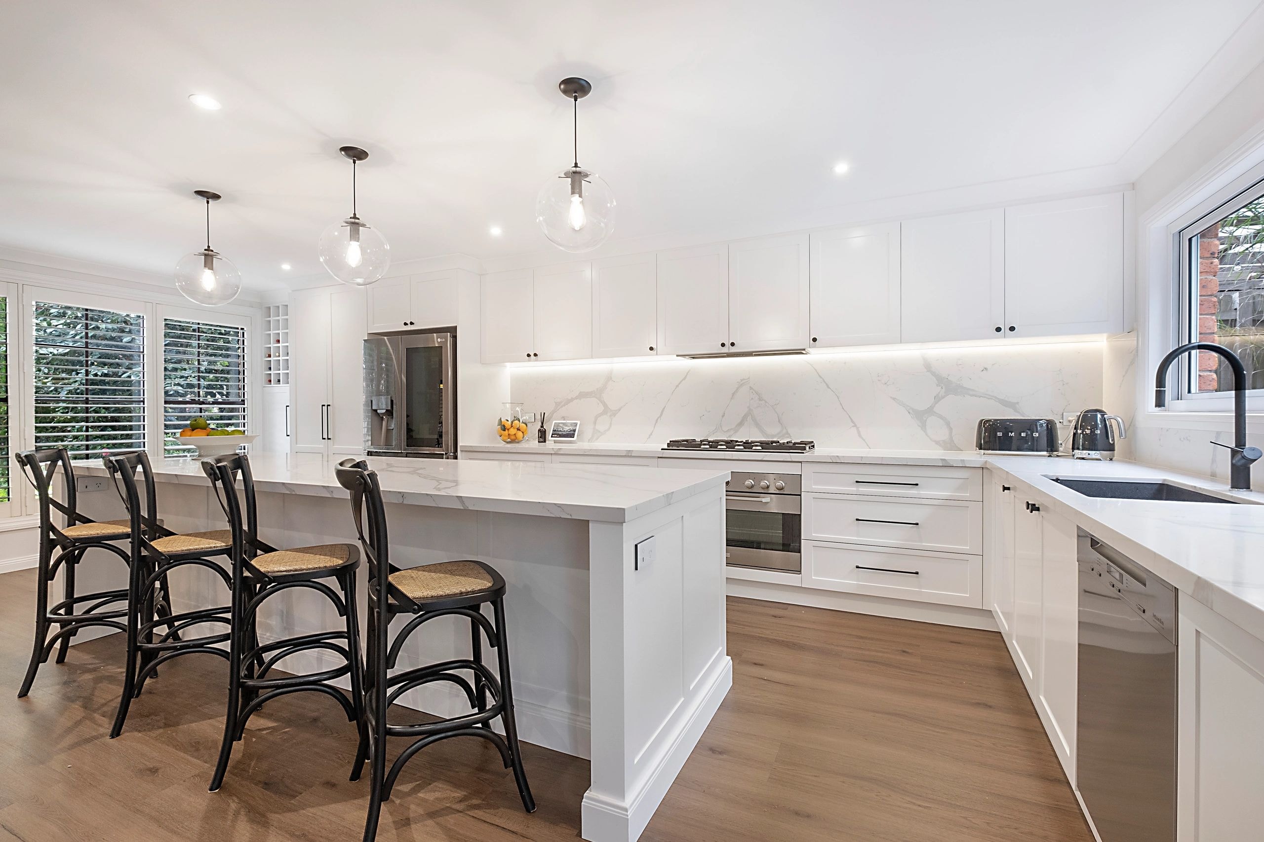 Full home renovation open plan kitchen and living — Beaumont Hills